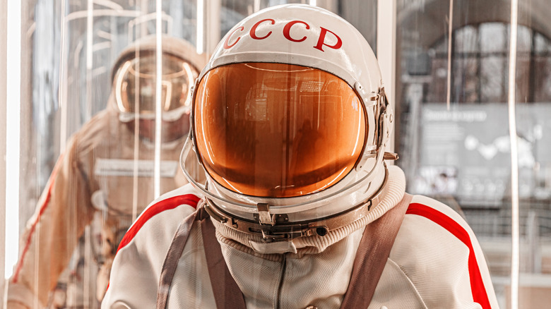Russian astronaut spacesuit Yastreb in Moscow space museum