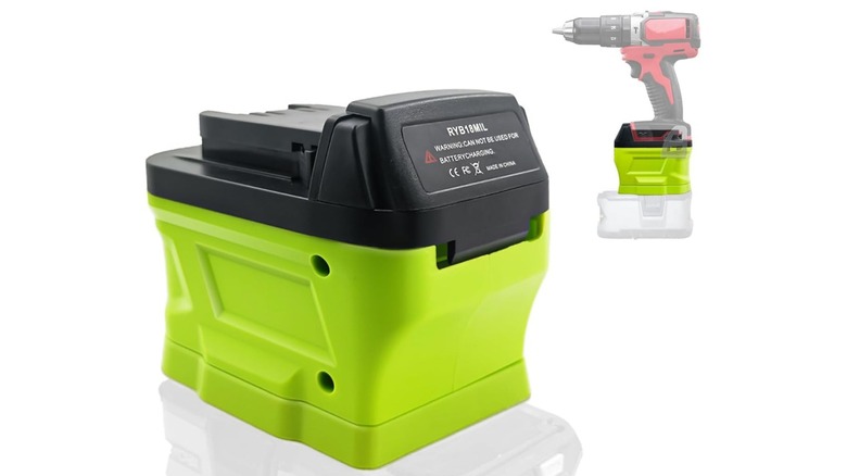 Ryobi battery adapter on white background