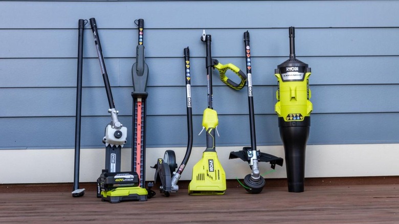 Tools lined up on deck