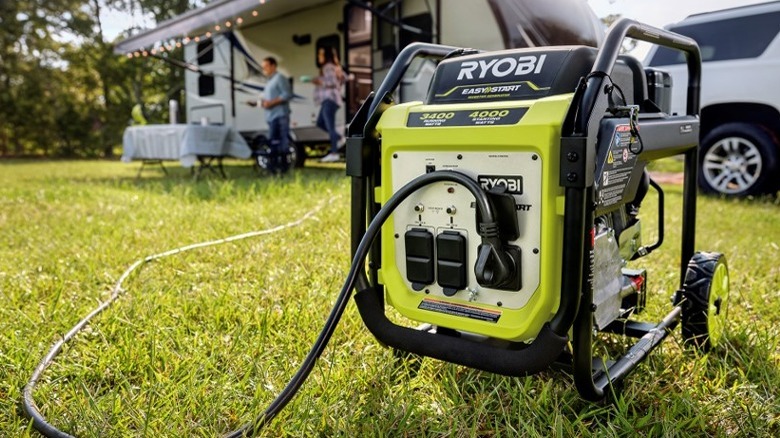 Ryobi generator powering camper