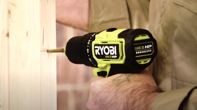Ryobi power drill in use