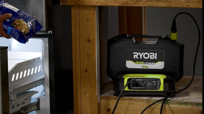 Using the Ryobi 80-volt battery to power a small refrigerator.