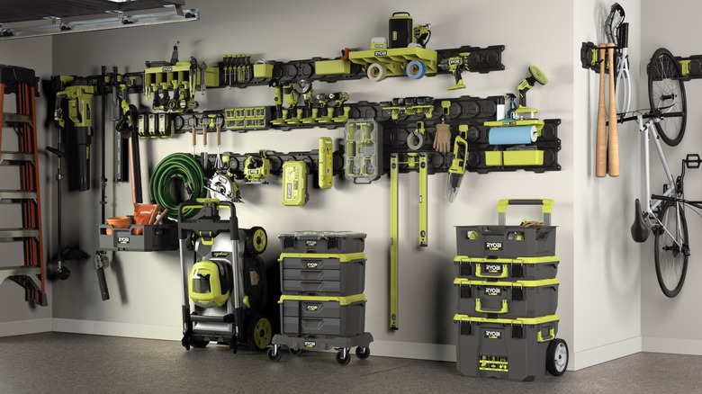 Ryobi storage products in garage