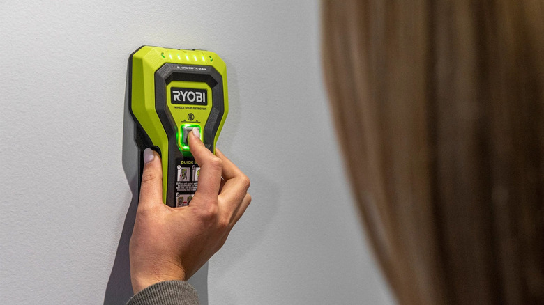 Using stud detector on wall