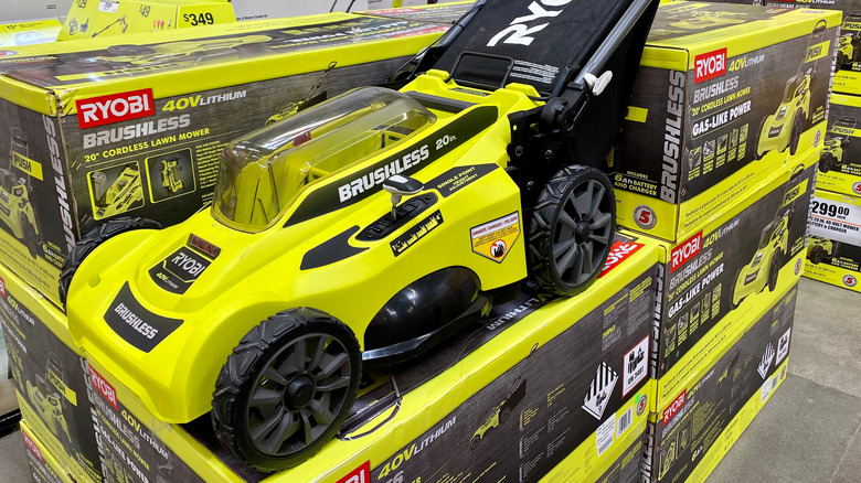 Ryobi Lawn mower in hardware store 