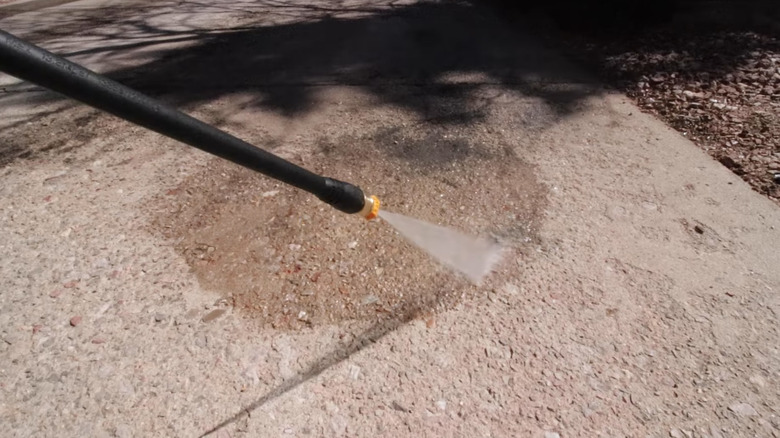 Pressure washing driveway