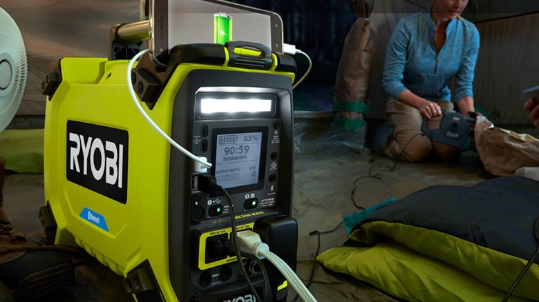 Ryobi power station on campsite ground