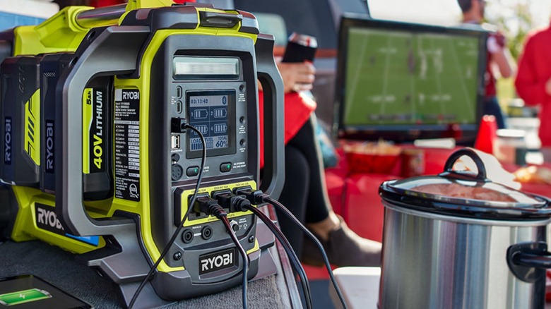 Ryobi power station on tailgate