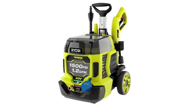 Ryobi 40V HP Brushless Whisper Series 1,500 PSI Pressure Washer on a white background