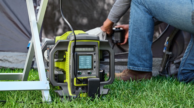 Ryobi Power Station camp plugged in