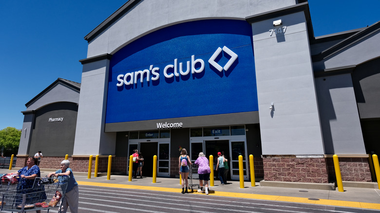 Shoppers entering Sam's club warehouse in Citrus Heights, California.