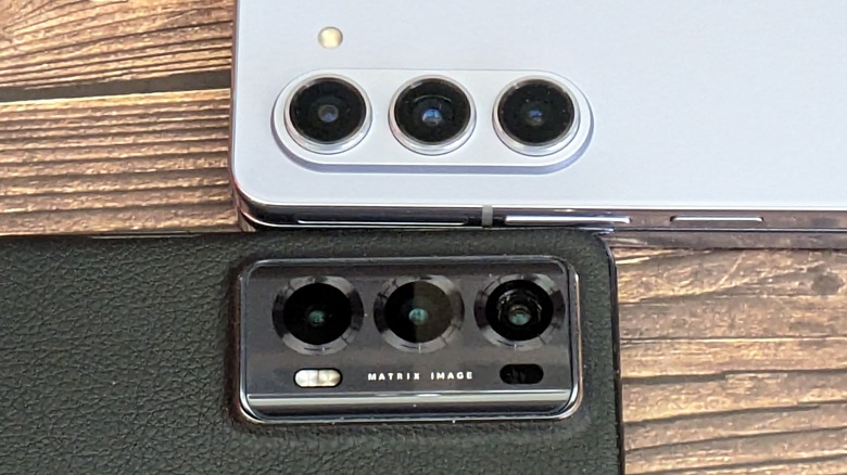 Two phones on a table