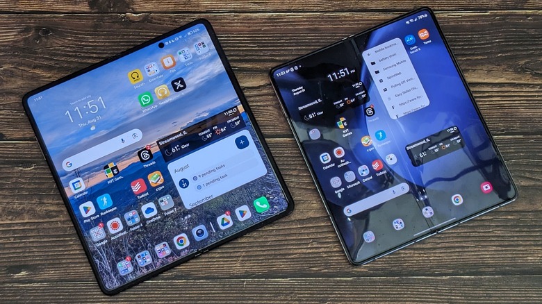 Two phones on a table
