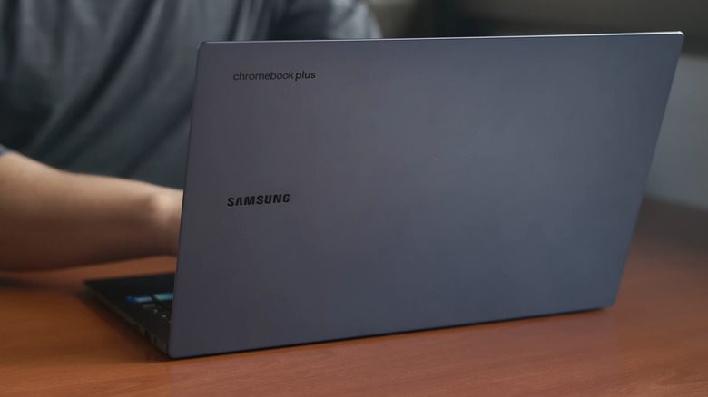 Man using a Samsung Chromebook device