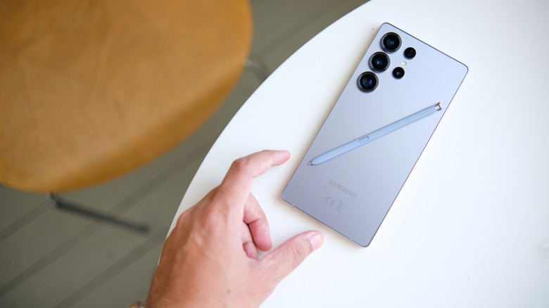 Samsung S25 Ultra on a table.