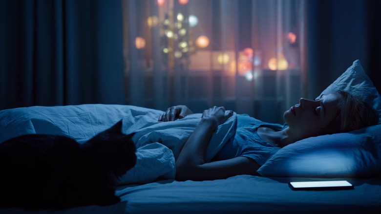 Bed sleeping dark room