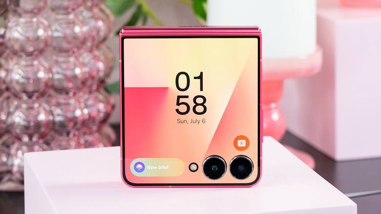 The Samsung Galaxy Z Flip7 seen up close