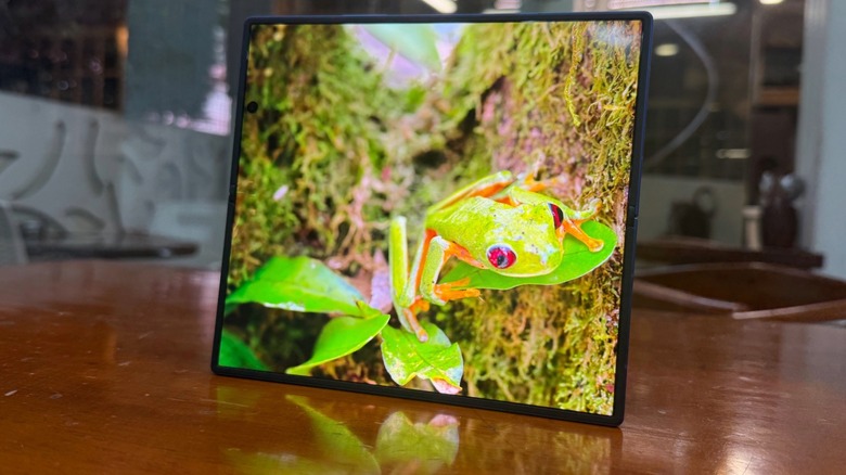 Watching videos on Samsung Galaxy Z Fold 7.