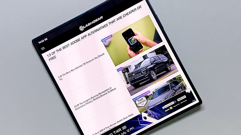 Web browsing on Samsung Galaxy Z Fold 7.