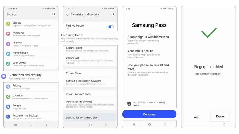 Samsung Pass registration steps
