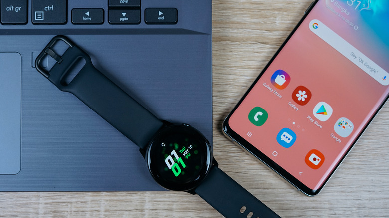 Samsung watch and phone