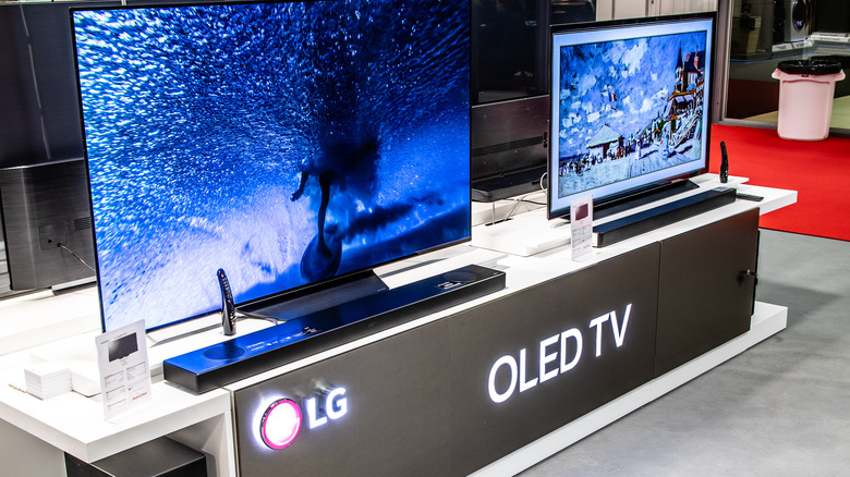 LG OLED TVs storefront display