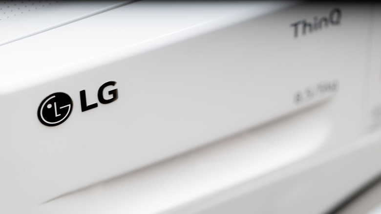 LG washing machine photographed close up