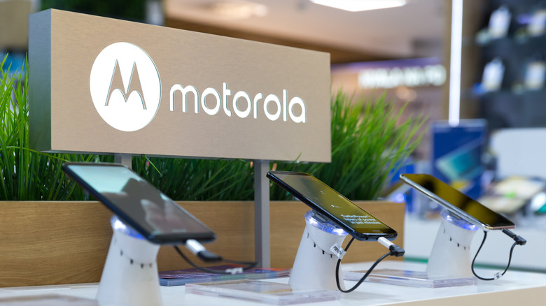 Motorola sign and phones