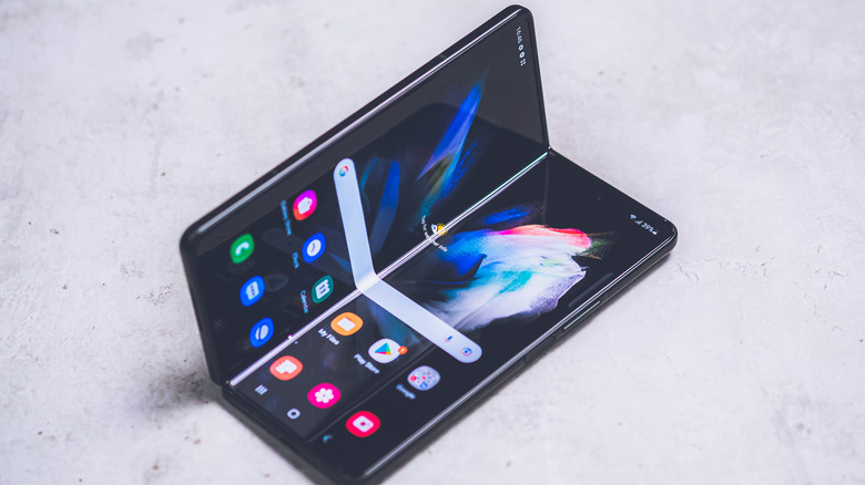 Samsung Galaxy Z Fold 3 on marble surface