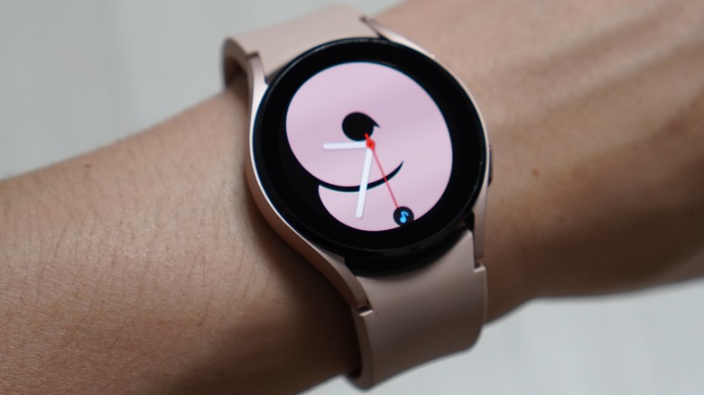 Samsung Galaxy Watch 4 on the wrist of a user.