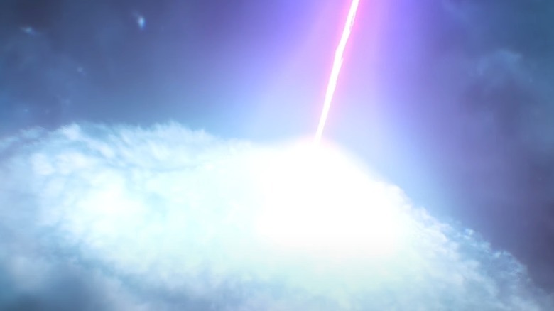 Rendering of a black hole emitting a gamma ray burst