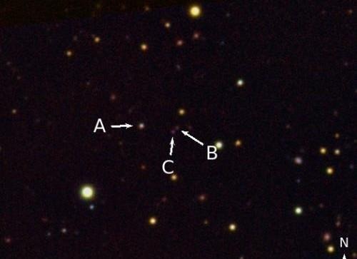 Scientists discover rare quasar triplet