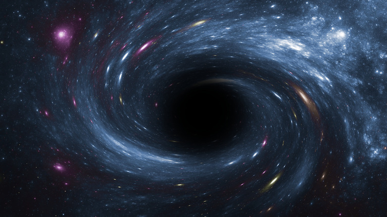 Deep space black hole illustration