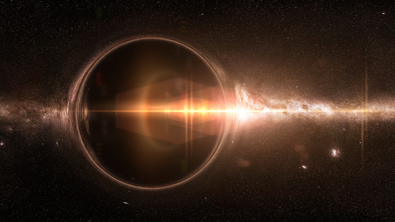 buraco negro distorcendo o espaço-tempo