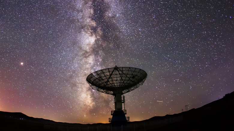 telescope pointed at galaxy 