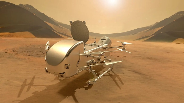 An artist's conception of the Dragonfly mission.