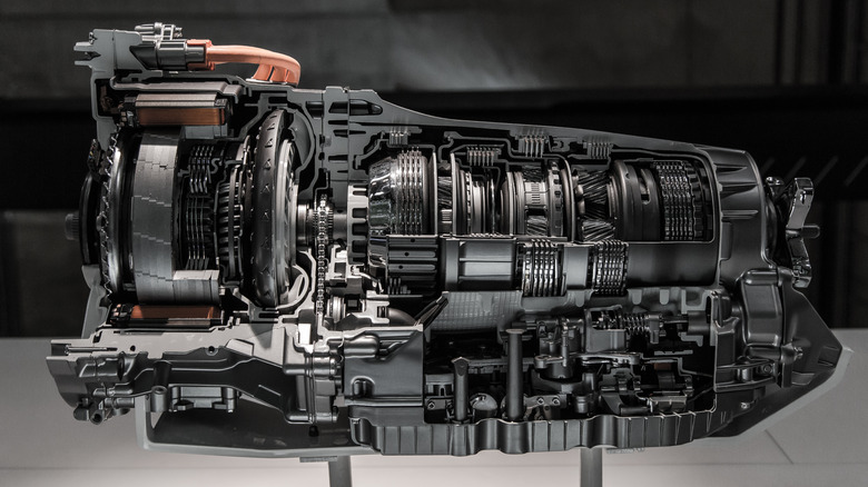 Automobile transmission gearbox in sections, car gearshift
