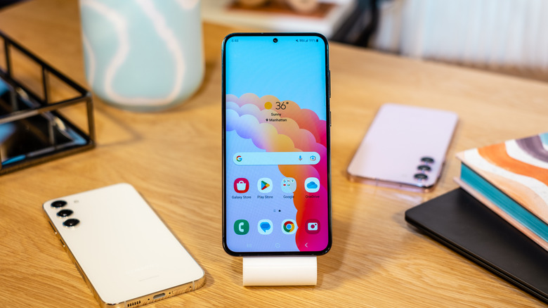 Samsung Galaxy S23 on charging dock