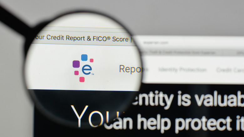 Experian website under magnifying glass
