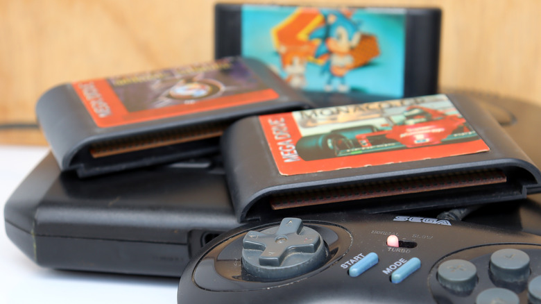 sega mega drive with games