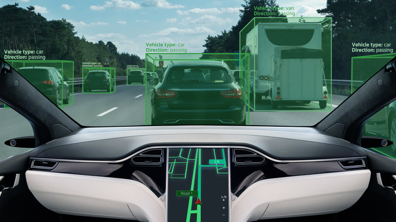futuristic render of self-driving cars
