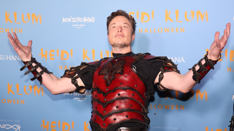 Elon Musk in costume posing