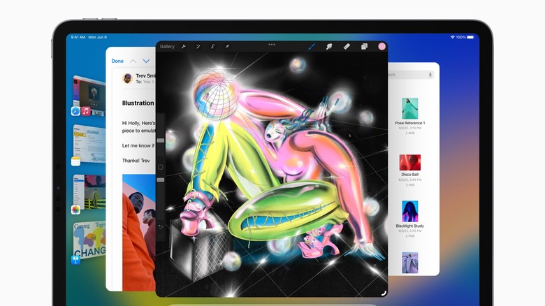 iPad screen showing multiple apps open at the same time