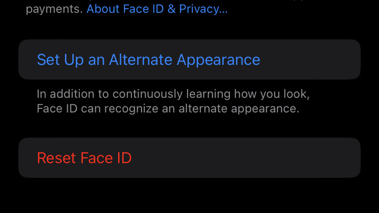 Face ID settings