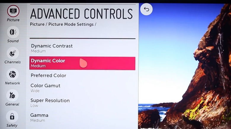 dynamic contrast settings tv