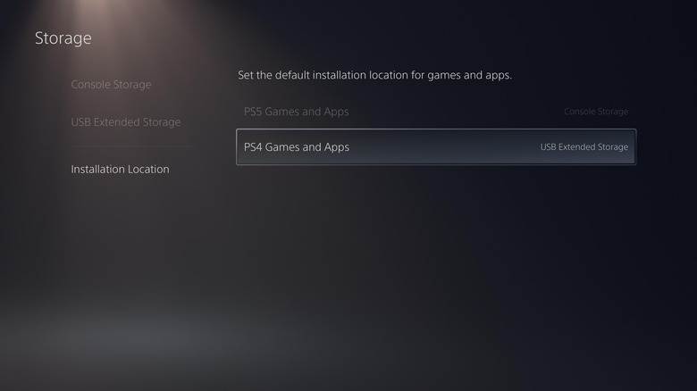 PS5 setting where to install PS4 games