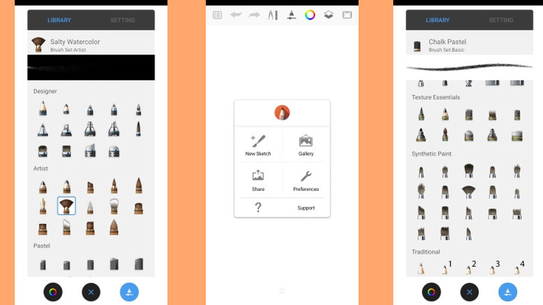 Screenshots from Sketchbook app