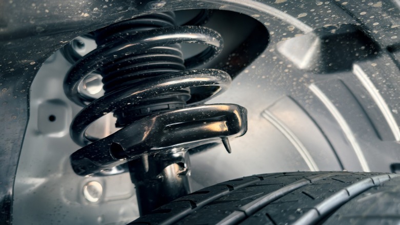 a closeup image of a vehicle's strut assembly