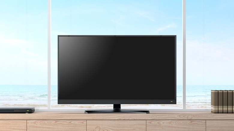TV placed in front of window