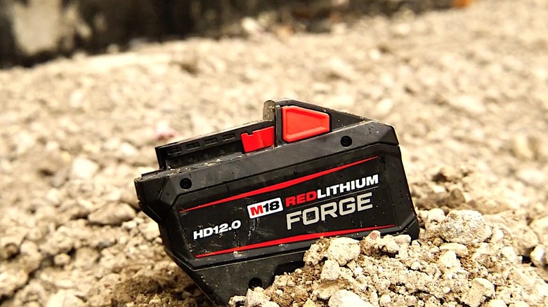 Milwaukee battery in gravel